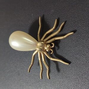 Vintage Marvella Signed Huge Faux Pearl Spider Brooch